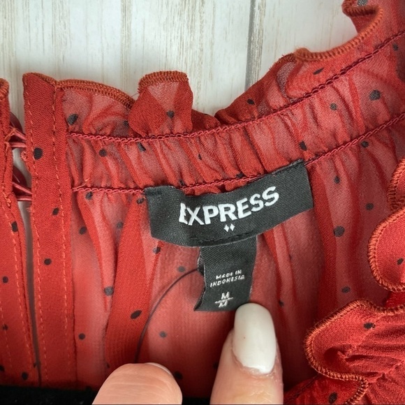 Express NWT rust polka dot blouse - Picture 4 of 7